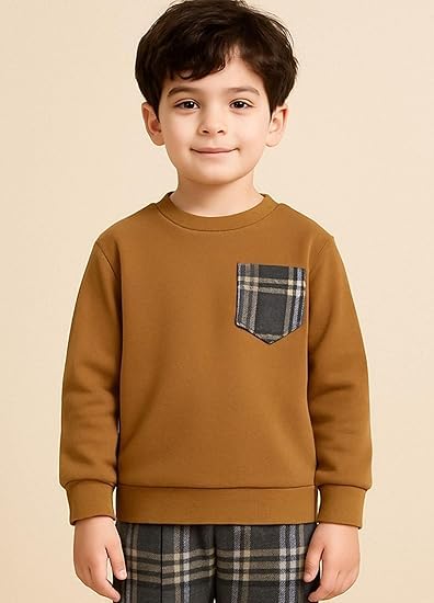 Boys Full Sleeves Cotton Blend T-Shirt and Matching Checks Pants Set