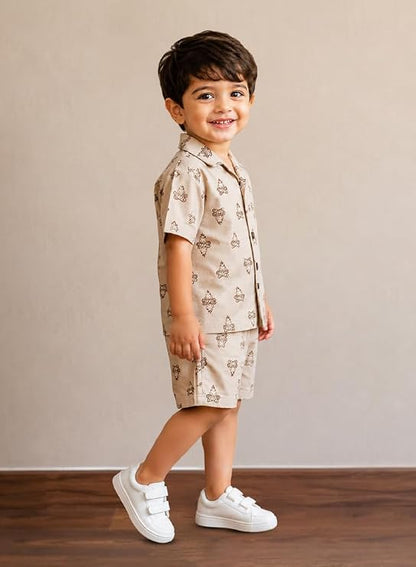 3BROS Baby Boys & Baby Girls Pure Cotton Clothing Set Casual Half Sleeves Shirt with Shorts Set For Boys & Girls