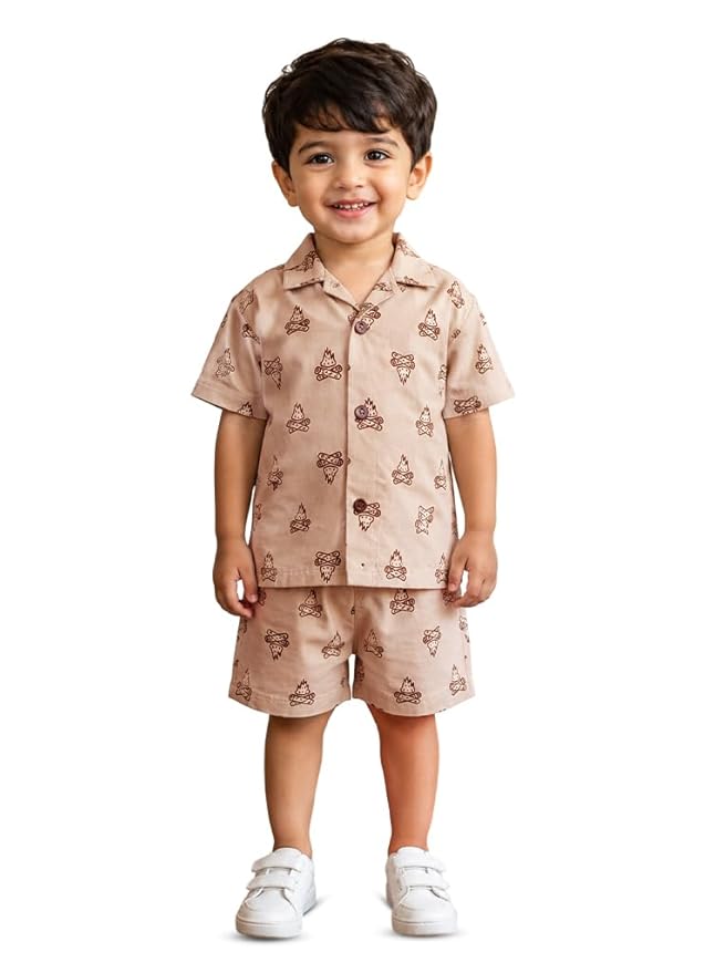 3BROS Baby Boys & Baby Girls Pure Cotton Clothing Set Casual Half Sleeves Shirt with Shorts Set For Boys & Girls