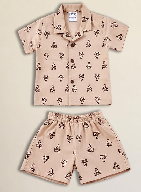 3BROS Baby Boys & Baby Girls Pure Cotton Clothing Set Casual Half Sleeves Shirt with Shorts Set For Boys & Girls