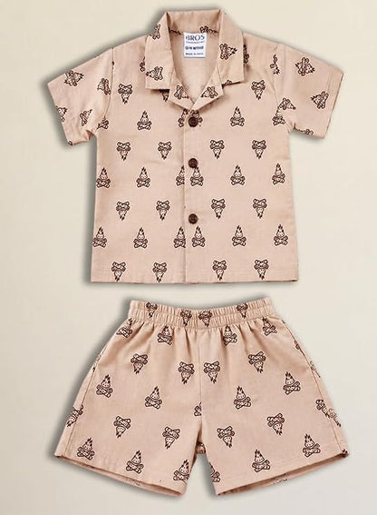 3BROS Baby Boys & Baby Girls Pure Cotton Clothing Set Casual Half Sleeves Shirt with Shorts Set For Boys & Girls