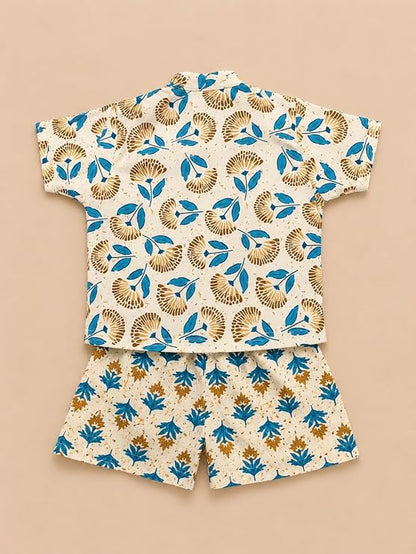 Boys 100% Cotton Printed Shirt and Shorts Set | Soft Breathable Clothing Set for Kids | Coordinated Summer Outfit with Comfortable Fit | Lightweight Co-Ord Set for Boys