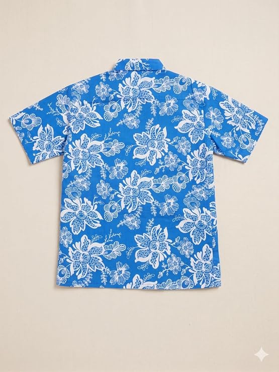 Boys 100% Cotton Printed Shirt | Half Sleeve Smart Casual Shirt for Kids | Soft Breathable Button Placket Top