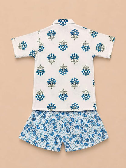 Boys 100% Cotton Printed Shirt and Shorts Set | Soft Breathable Clothing Set for Kids | Coordinated Summer Outfit with Comfortable Fit | Lightweight Co-Ord Set for Boys