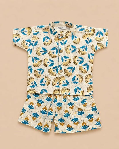 Boys 100% Cotton Printed Shirt and Shorts Set | Soft Breathable Clothing Set for Kids | Coordinated Summer Outfit with Comfortable Fit | Lightweight Co-Ord Set for Boys