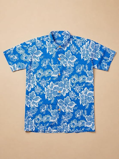 Boys 100% Cotton Printed Shirt | Half Sleeve Smart Casual Shirt for Kids | Soft Breathable Button Placket Top