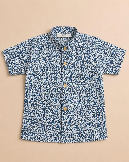 Boys 100% Cotton Printed Shirt | Half Sleeve Smart Casual Shirt for Kids | Soft Breathable Button Placket Top for Boys