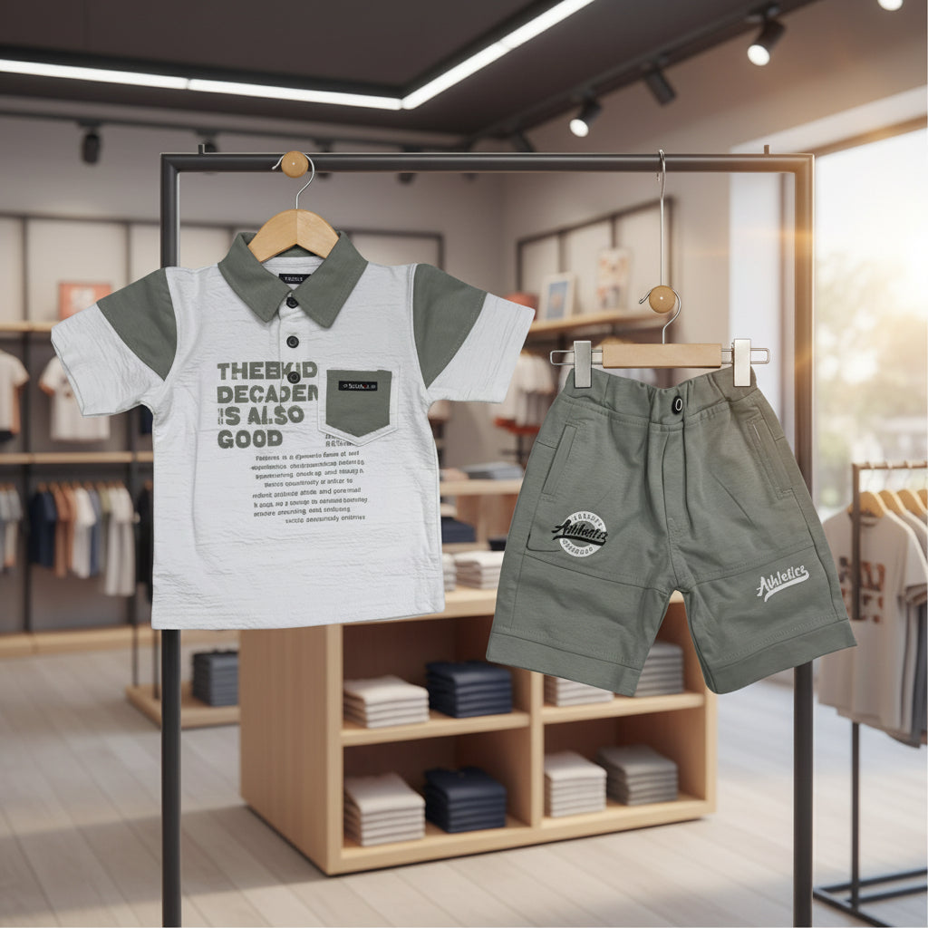 15587-Athletics Cotton Polo & Shorts Co-ord Set
