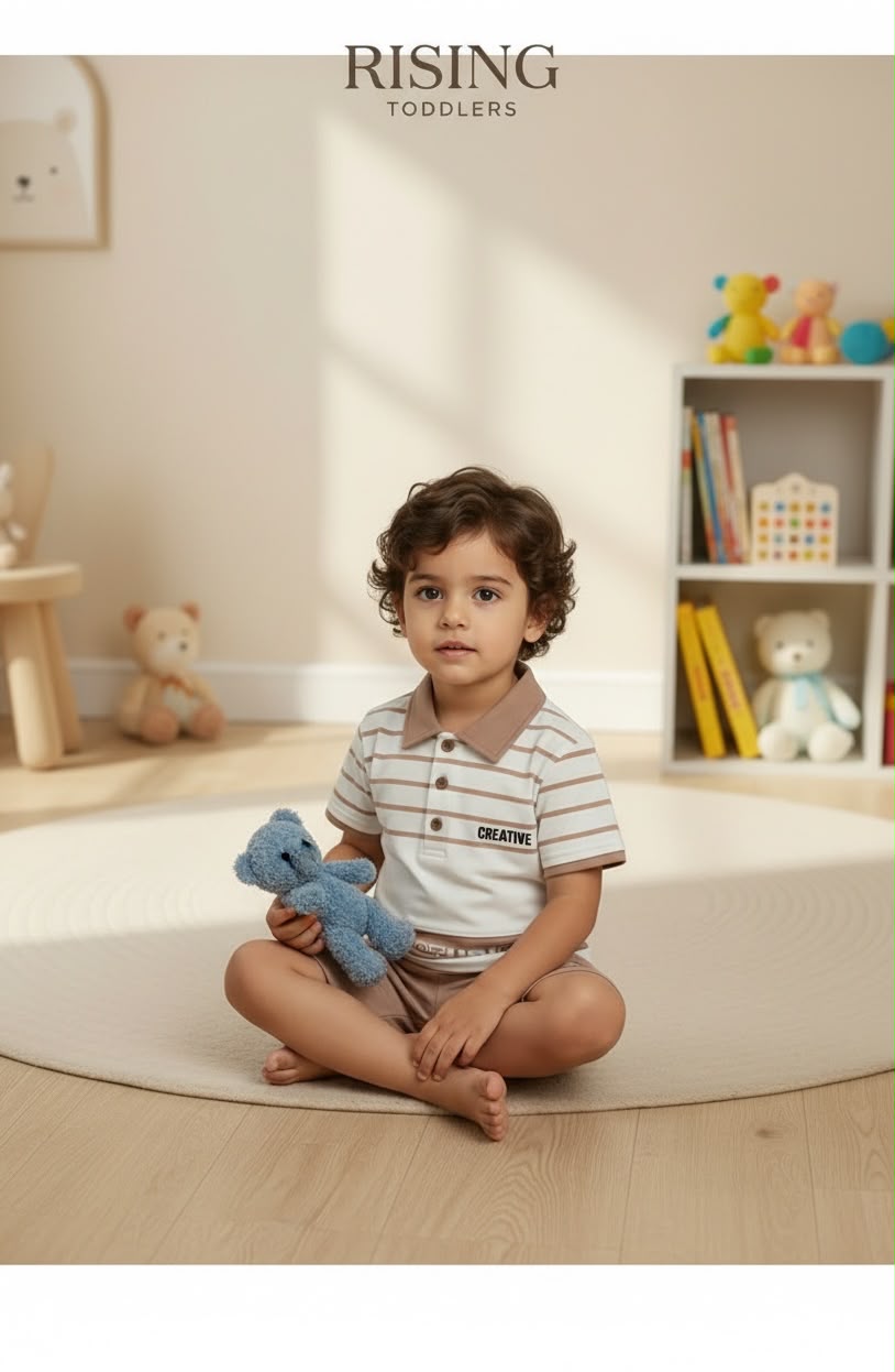 15780-Rising Toddlers Everyday Polo T-Shirt & Shorts Co-ord Set for Boys