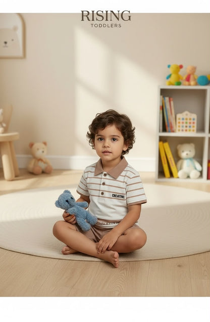 15780-Rising Toddlers Everyday Polo T-Shirt & Shorts Co-ord Set for Boys
