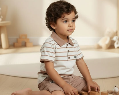15780-Rising Toddlers Everyday Polo T-Shirt & Shorts Co-ord Set for Boys