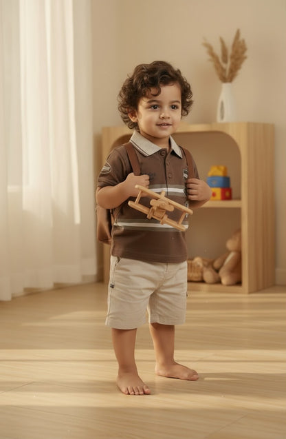 15786-Rising Toddlers Everyday Polo T-Shirt & Shorts Co-ord Set for Boys