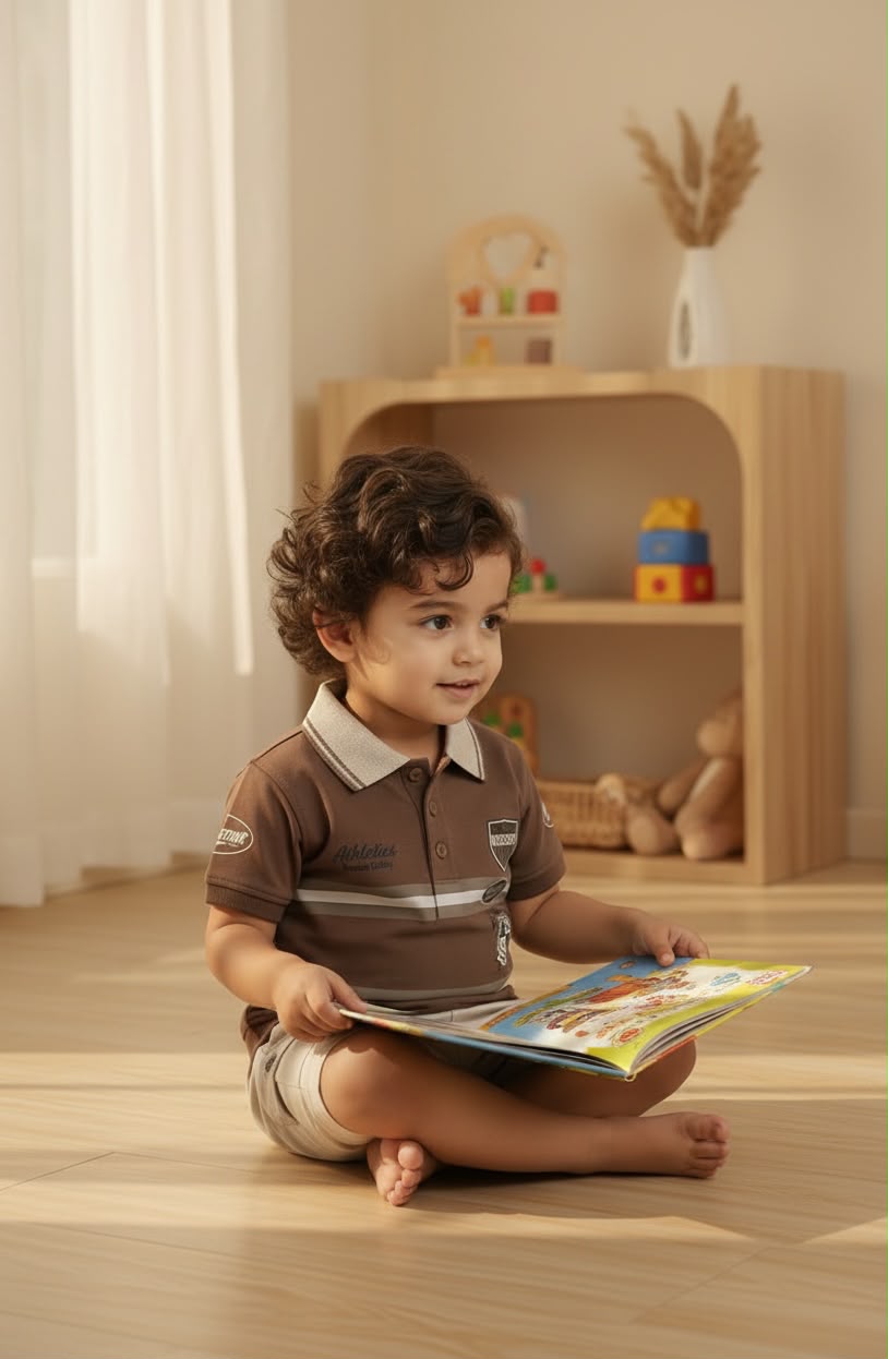 15786-Rising Toddlers Everyday Polo T-Shirt & Shorts Co-ord Set for Boys