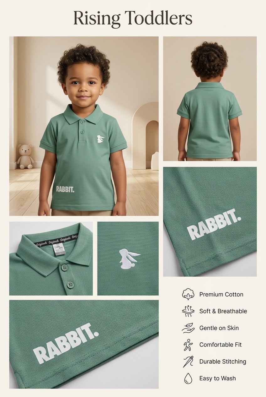 KT-1601 - Rabbit Premium Cotton Polo T-Shirt for Kids
