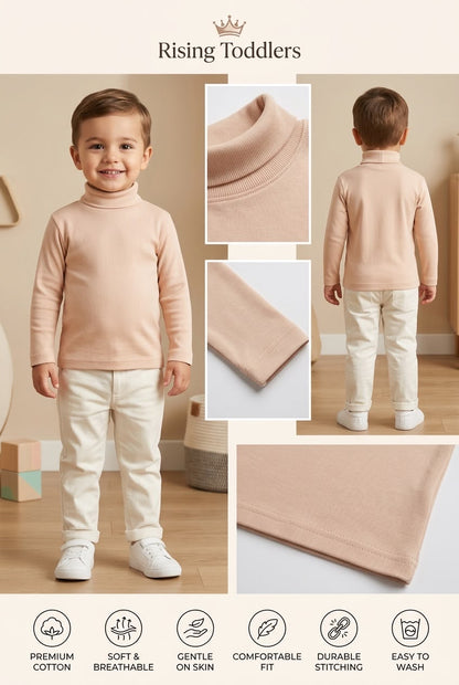 277/177 - Premium Solid High Neck Full Sleeve T-Shirt for Kids