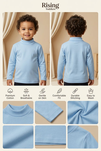 277/177 - Premium Solid High Neck Full Sleeve T-Shirt for Kids
