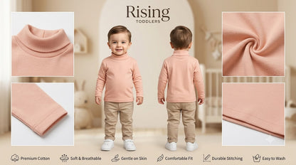 277/177 - Premium Solid High Neck Full Sleeve T-Shirt for Kids