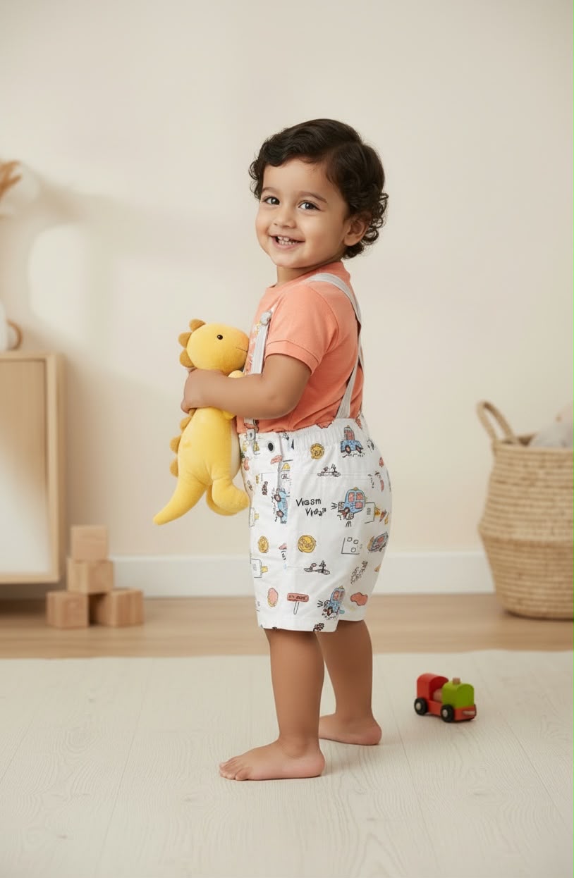 0191-Little Driver Cotton T-Shirt & Shorts Set