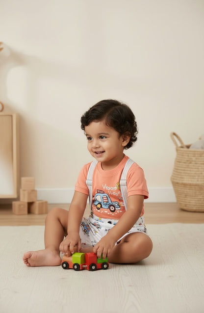 0191-Little Driver Cotton T-Shirt & Shorts Set