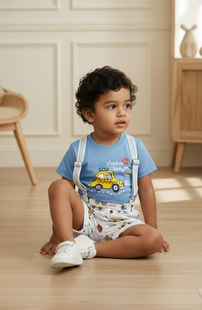 0191-Little Driver Cotton T-Shirt & Shorts Set