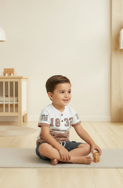 15438-Classic Cotton T-Shirt & Cargo Shorts Set