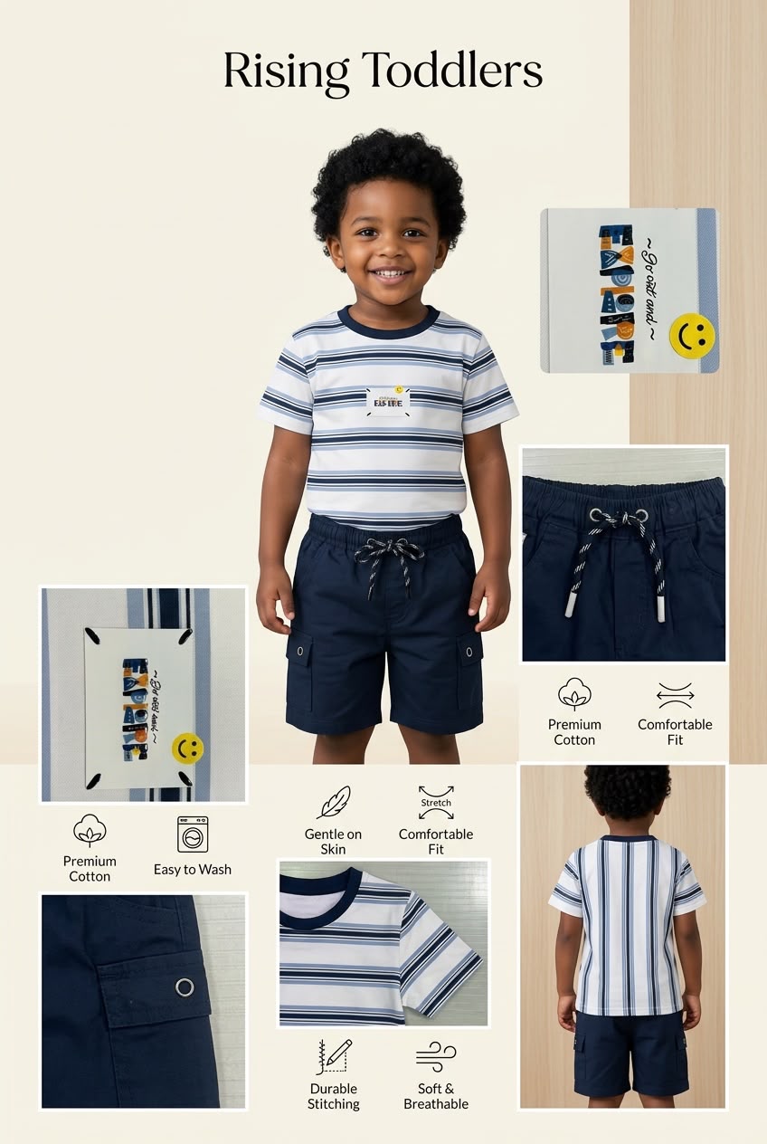 65159-Combo Boys Casual Cotton Summer Outfit