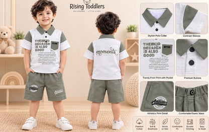 15587-Athletics Cotton Polo & Shorts Co-ord Set
