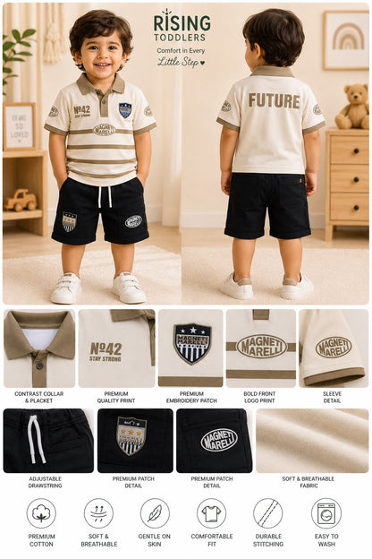 15604-Premium Polo Combo Neck Summer Outfit for Boys