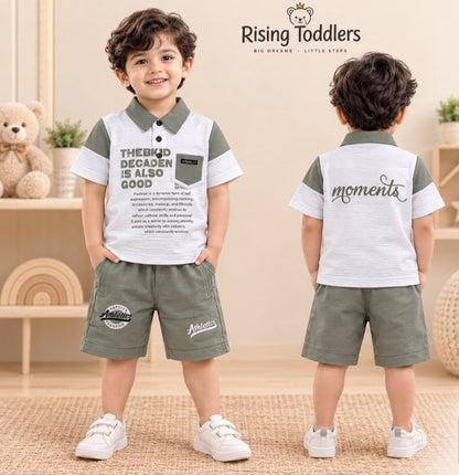 15587-Athletics Cotton Polo & Shorts Co-ord Set